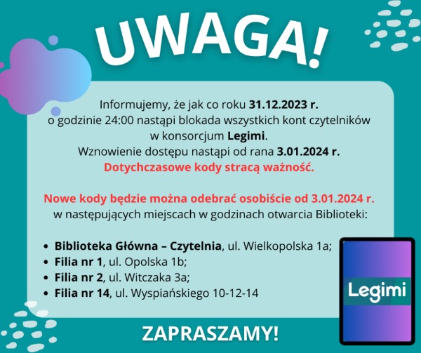 Czytelnicy Legimi muszą odnowić swoje kody dostępu