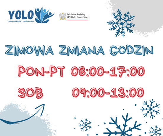 Zimowa zmiana godzin urzędowania punktu doradztwa dla młodzieży YOLO