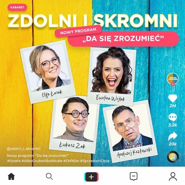 Kabaret ZDOLNI I SKROMNI z nowym programem &bdquo;Da się zrozumieć&rdquo;  11.03.2026 r. godz. 17:30 Kino &bdquo;Centrum&rdquo;