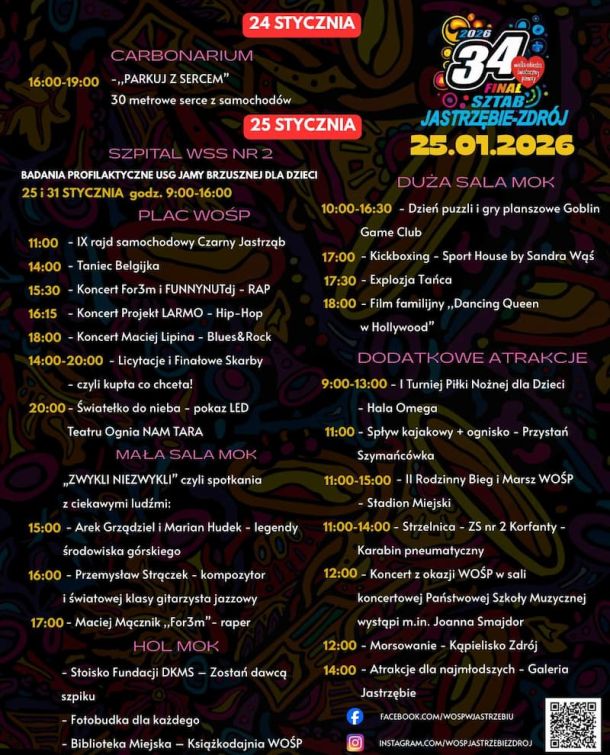 34. Finał WOŚP w Jastrzębiu-Zdroju - 24&ndash;25 stycznia 2026 Jastrzębie-Zdr&oacute;j &ndash; wiele lokalizacji