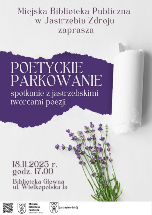 Poetyckie Parkowanie. Dołączcie do nas już we wtorek, 18 listopada o godzinie 17:00 w Bibliotece Gł&oacute;wnej.