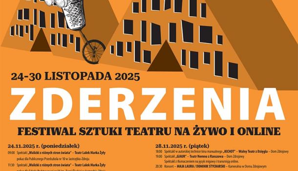 “Zderzenia” - festiwal sztuki teatru na żywo i online. OD 24 do 30 listopada w Jastrzębiu-Zdroju