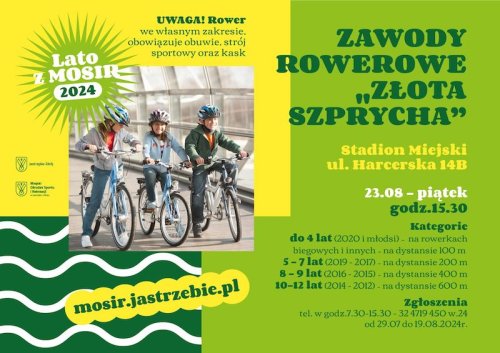 Zawody rowerowe ZŁOTA SZPRYCHA - 23 sierpnia - Stadion Miejski w Jastrzębiu-Zdroju